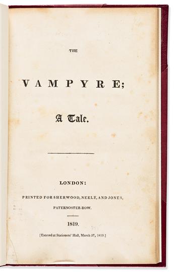 POLIDORI, JOHN. The Vampyre; a Tale.